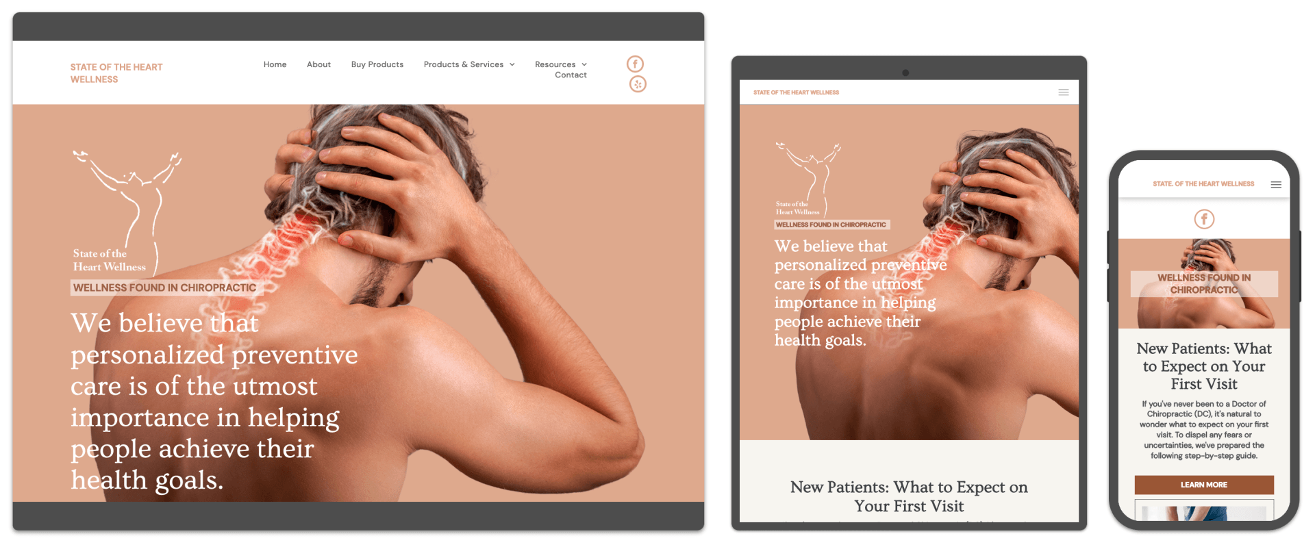 A man is holding his head in pain on a website.