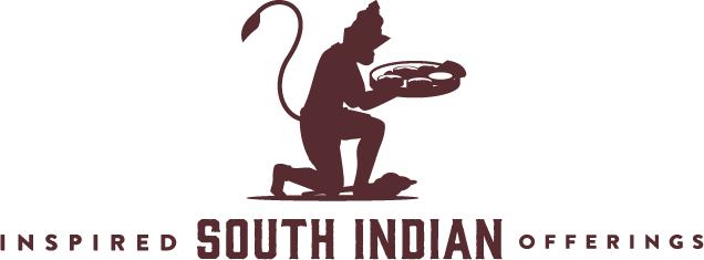 A logo for south indian offerings with a monkey on it