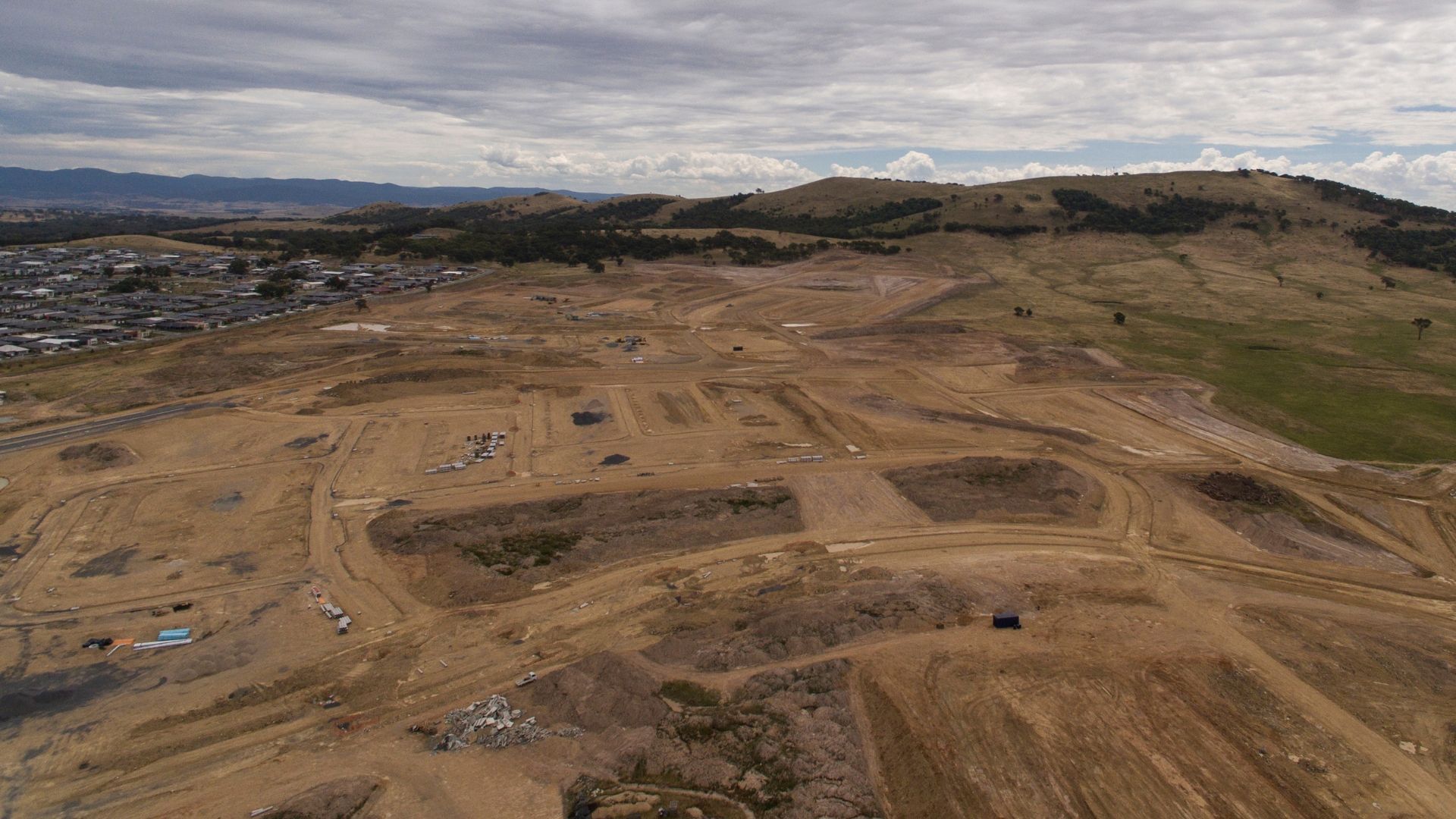 A new land development project viewed from a drone photography shot