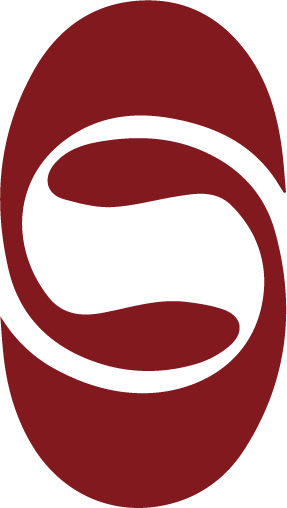 The letter s is in a red circle with a white swirl around it.