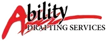 The logo for ability drafting Services is red and black.