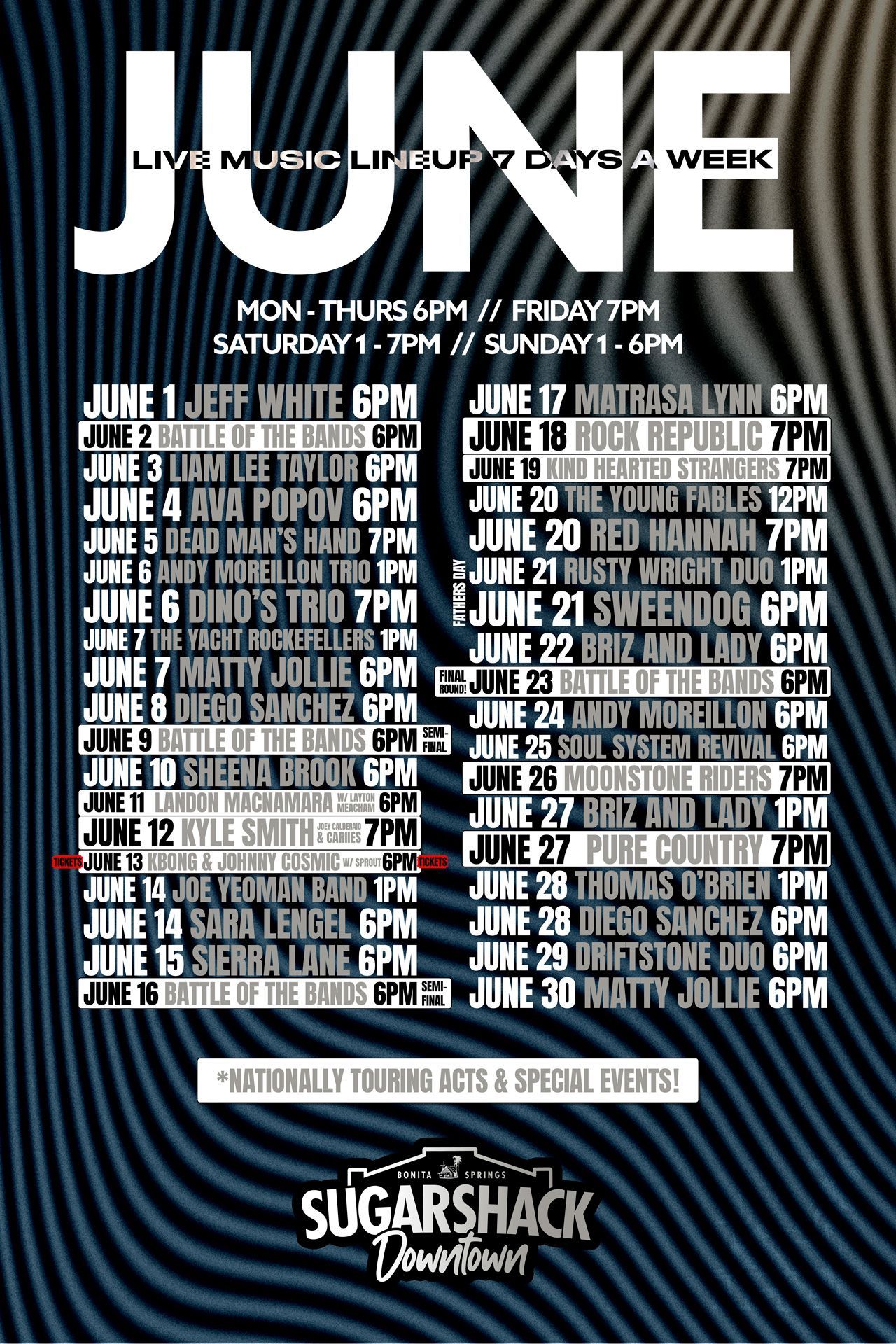 April concerts are Sugarshack Downtown