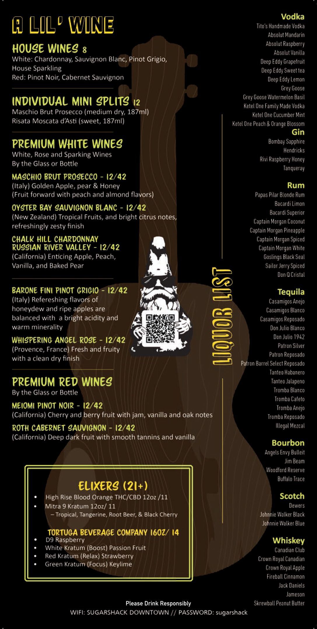 Sugarshack Downtown Drink Menu