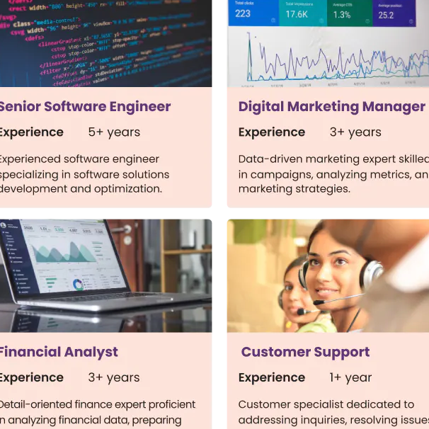 A job ad for a senior software engineer and a digital marketing manager