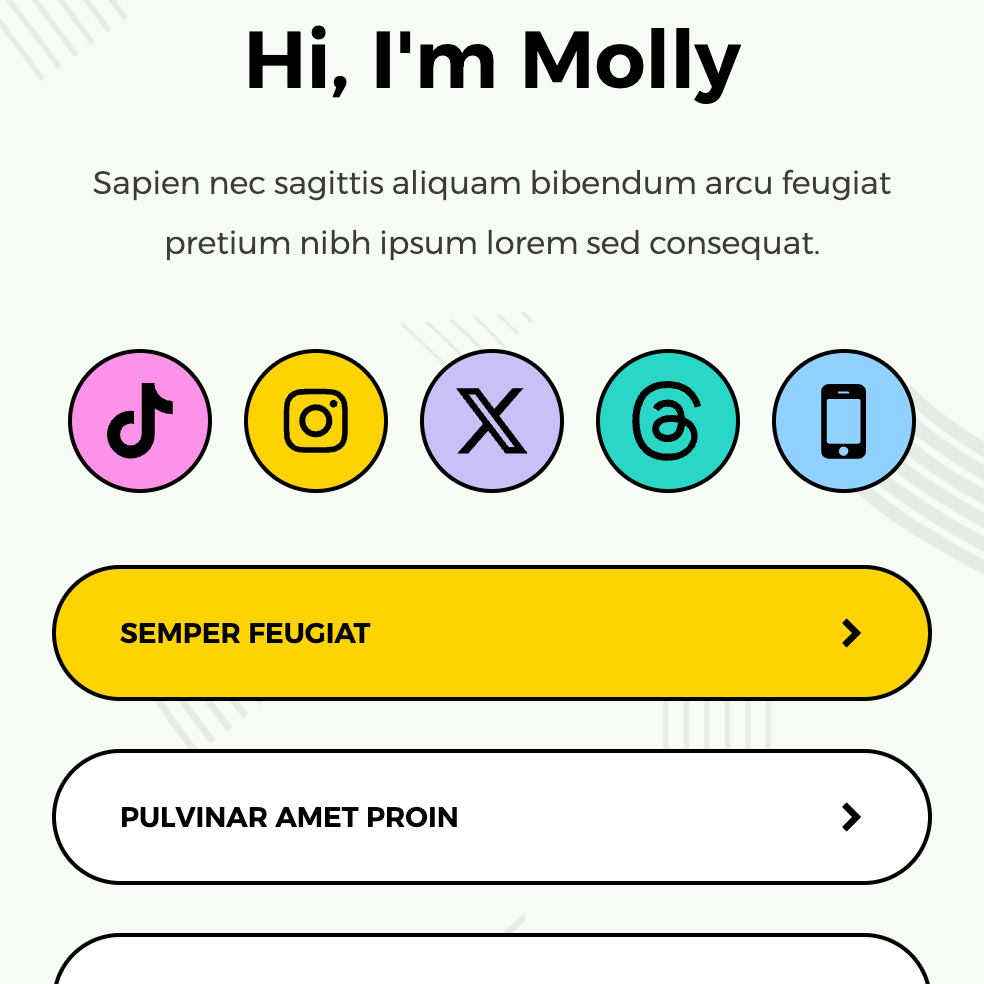 A screenshot of a website that says hi , i 'm molly.