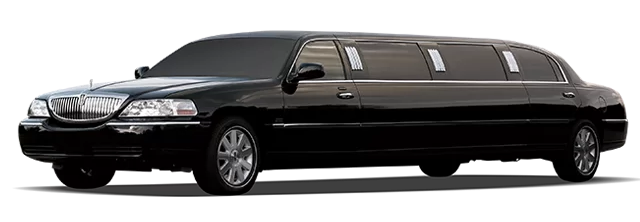 Black limousine on a white background.
