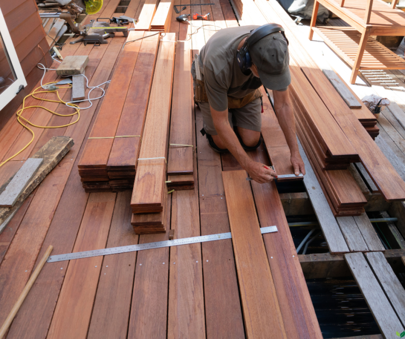 Man Building Wooden Deck — Canberra Home and Garden Maintenance in Gordon, ACT