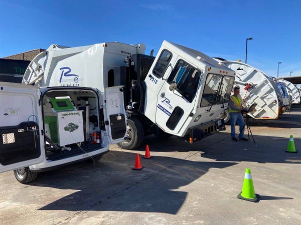 Trucks are parked in a parking lot | HHO Carbon Clean Systems - North Atlanta