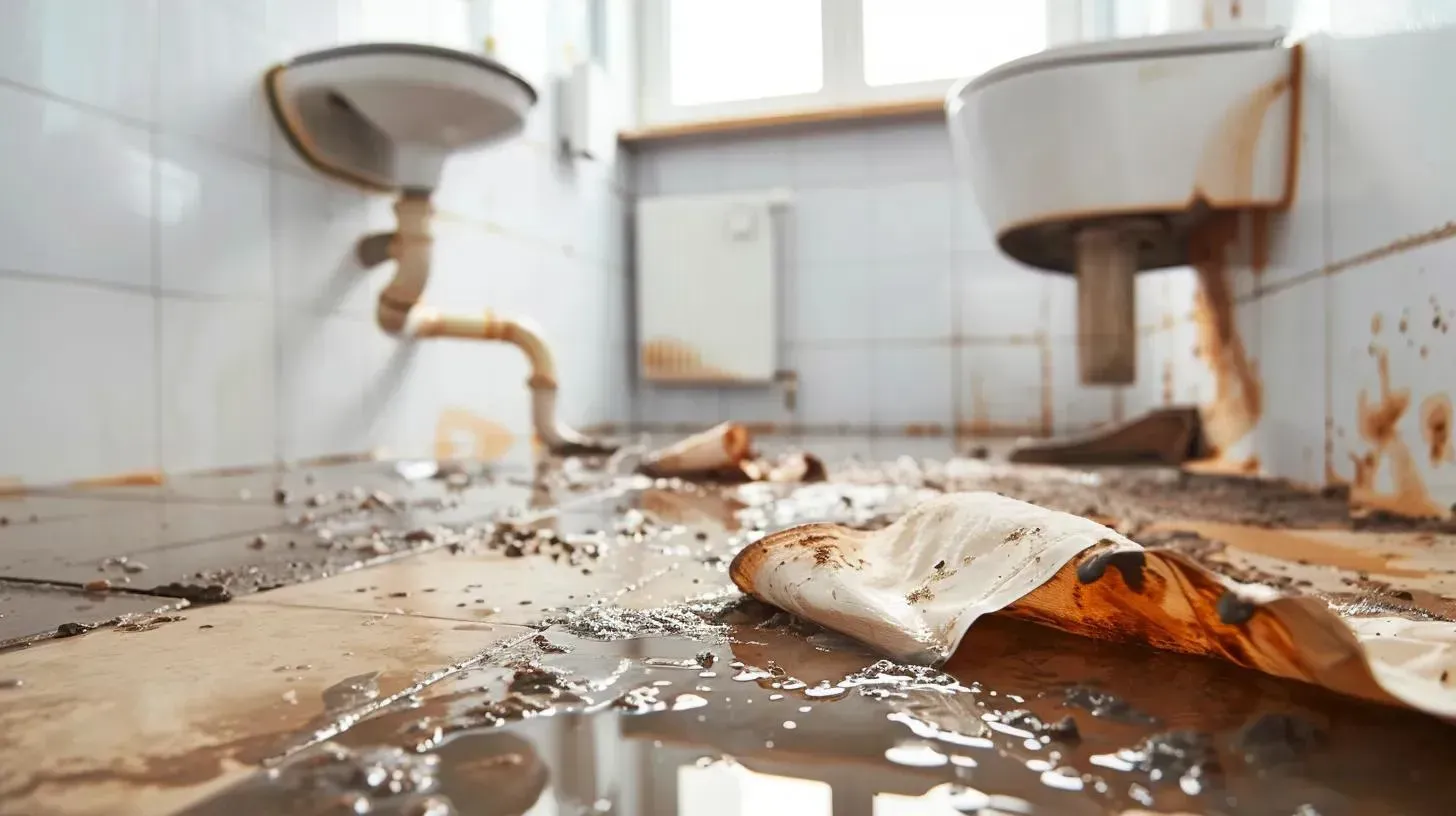 Burst supply line in an upstairs bathroom