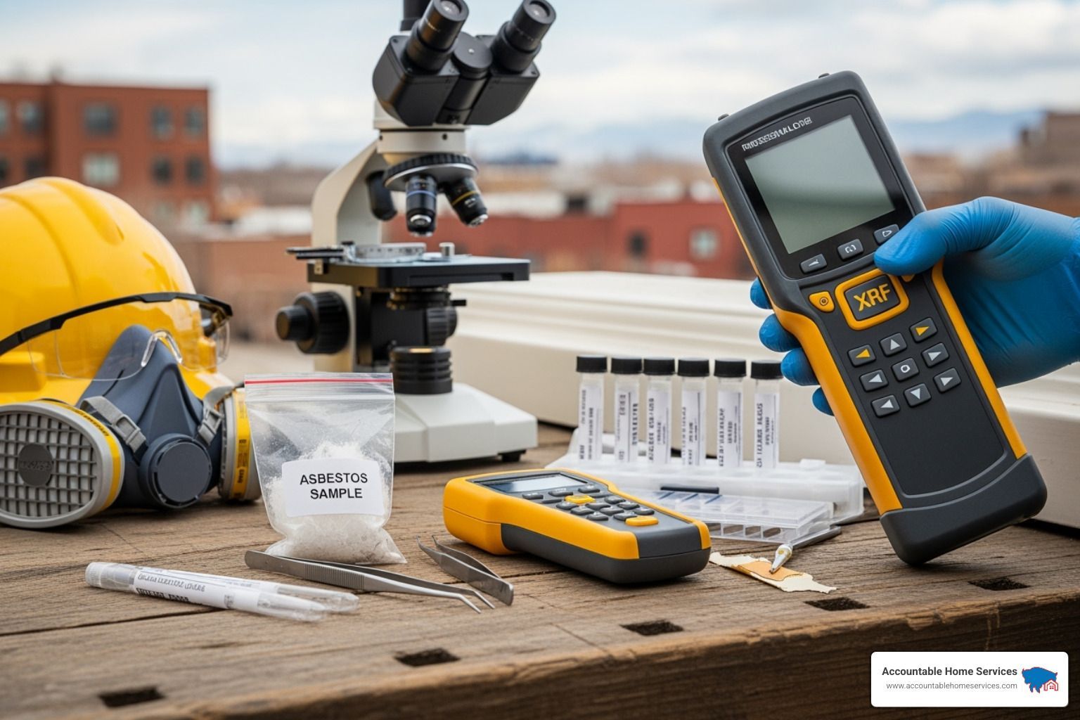 close-up on a certification badge or document - asbestos and lead testing denver
