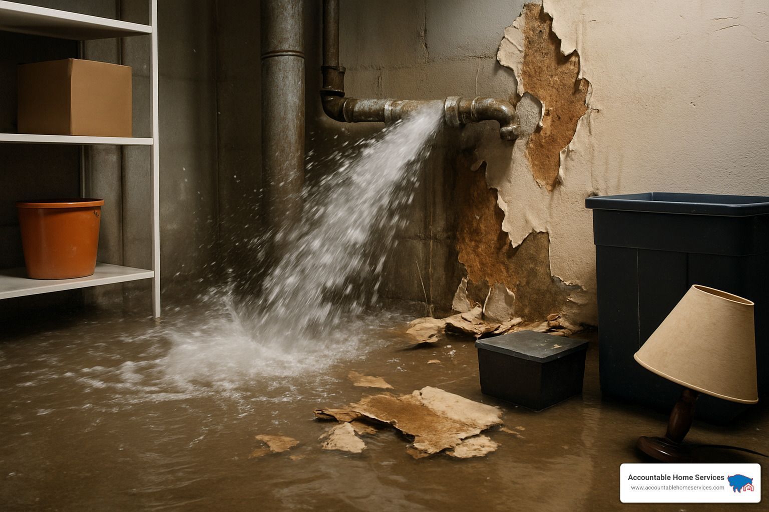 broken pipe water damage - Broken pipe water damage
