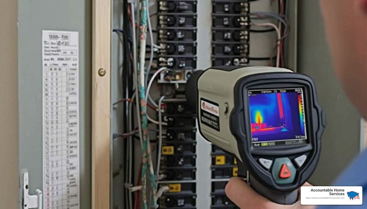 thermal imaging camera for electrical inspections - header image depicting a professional using a th