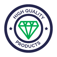 A high quality products logo with a diamond in the center.