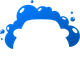 Blue soapy bubbles framing a white car outline, suggesting a car wash.