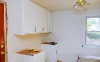 residential kitchen cabinet removal and replacement with all white new cabinets