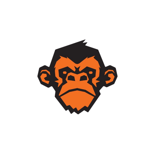 A monkey with a beard is shown on a white background.