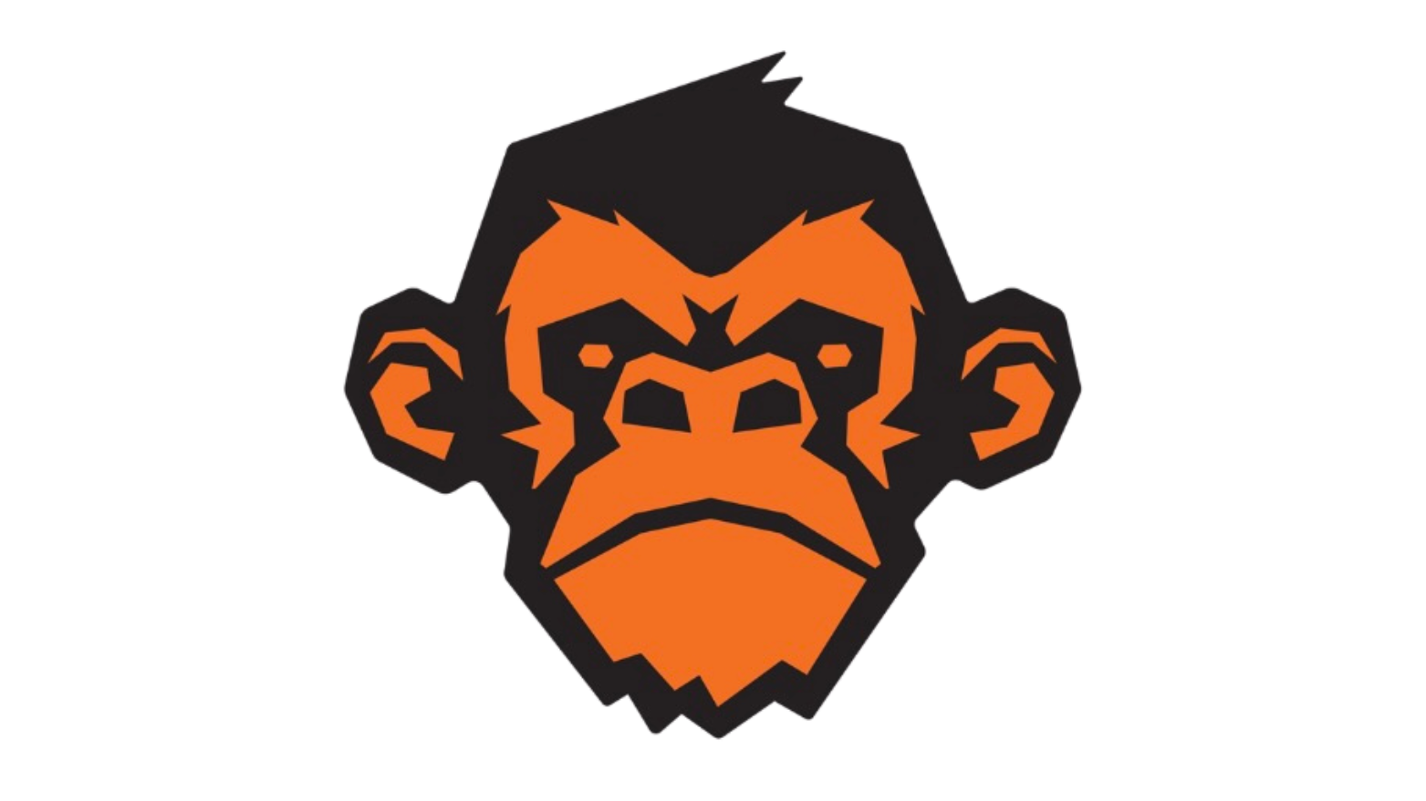 A black and orange monkey with a beard on a white background.