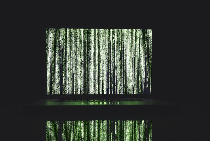 A computer screen with a lot of green lines on it.