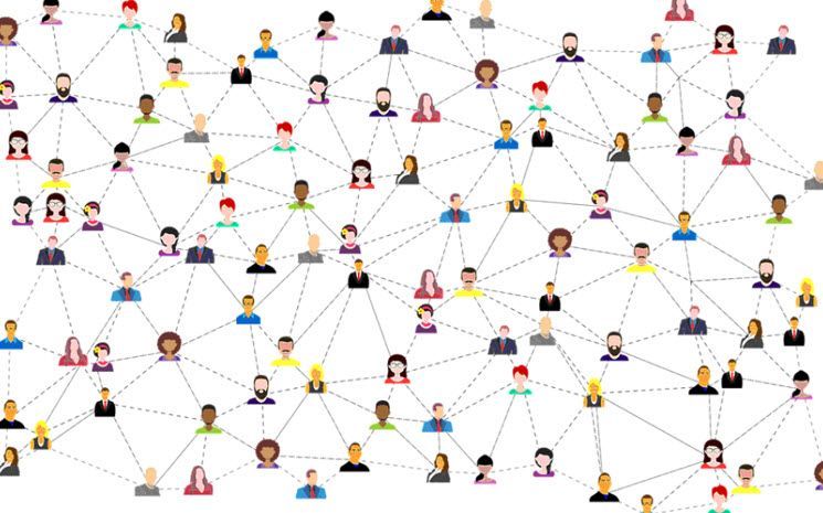 A group of people are connected to each other in a network.