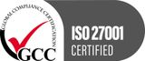 A logo that says iso 27001 certified on it