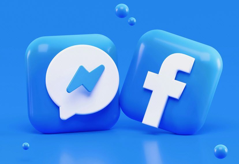 Two Facebook icons are sitting next to each other on a blue background.