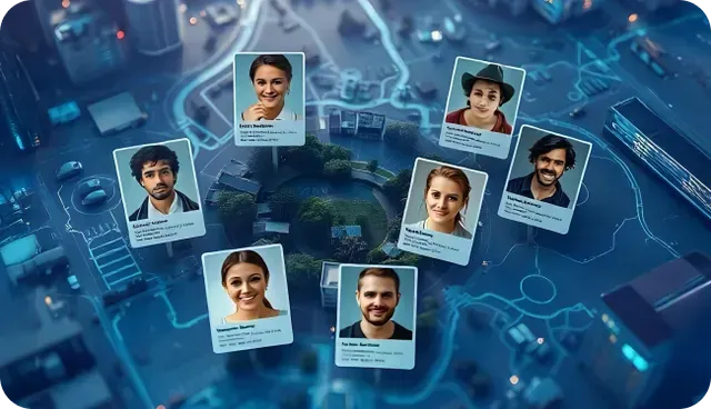 A group of people are connected to each other on a map.