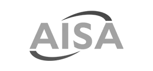 A black and white logo for aisa on a white background
