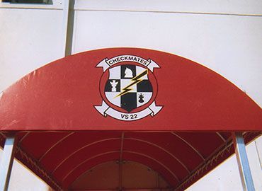 Canopies Walkway With Checkmates Logo - Jacksonville, FL - Boree Canvas Unlimited