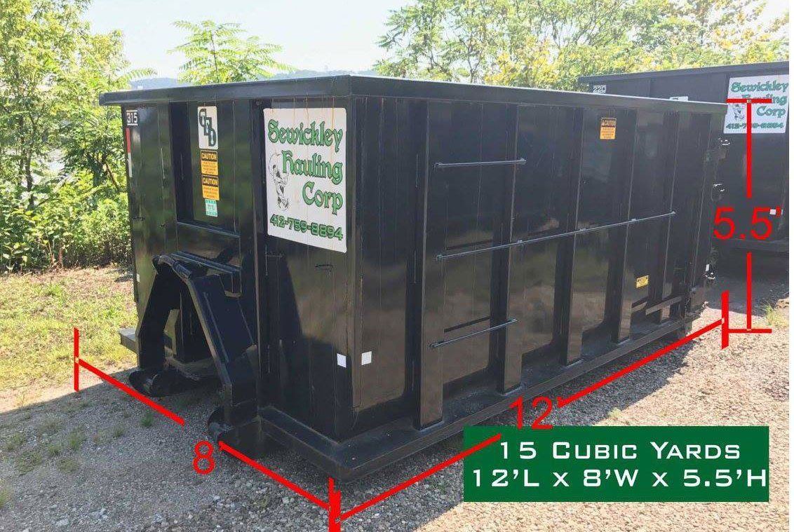 15 Cubic Yards Dumpster — Sewickley, PA — Sewickley Hauling Corp