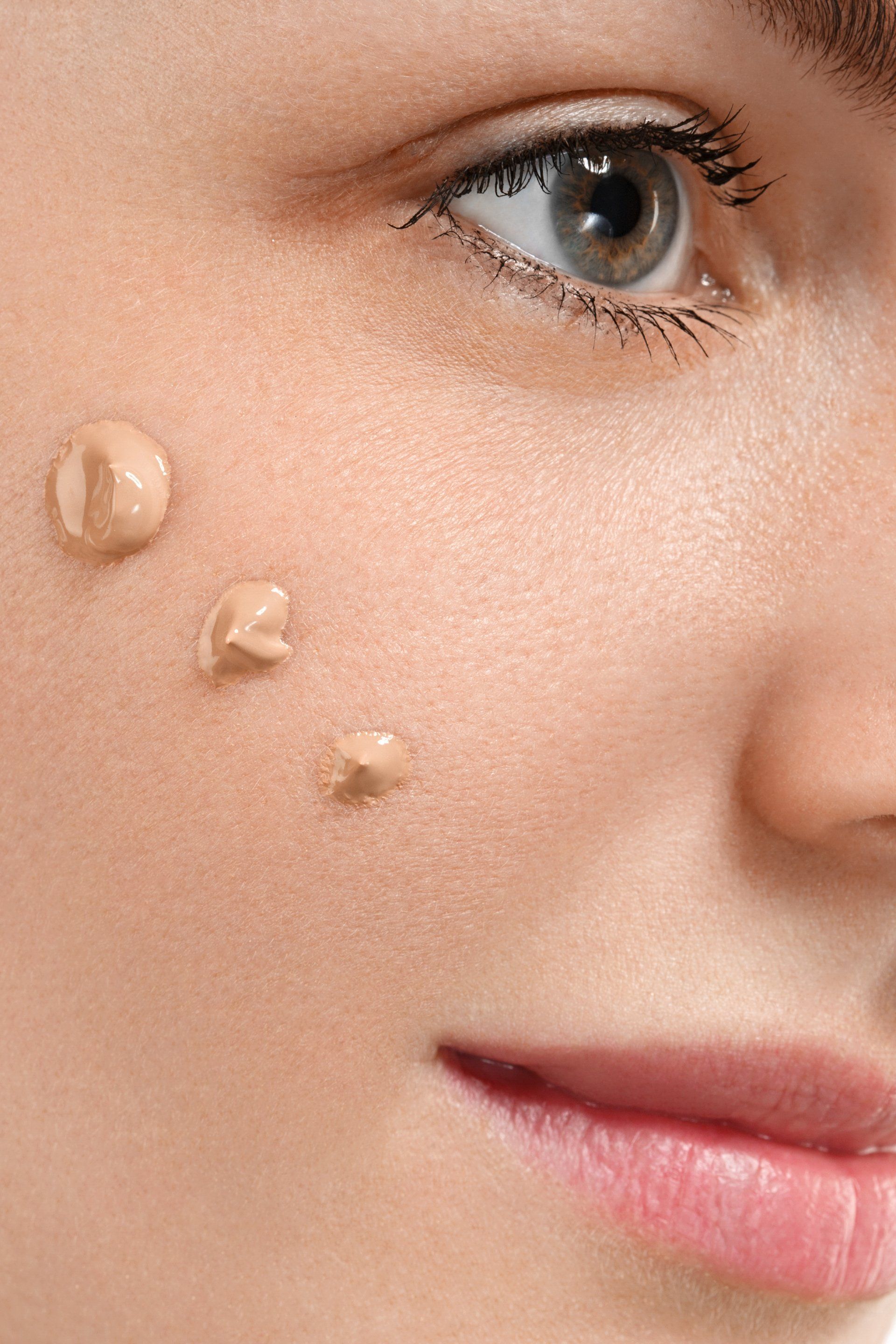closeup of foundation on woman's face