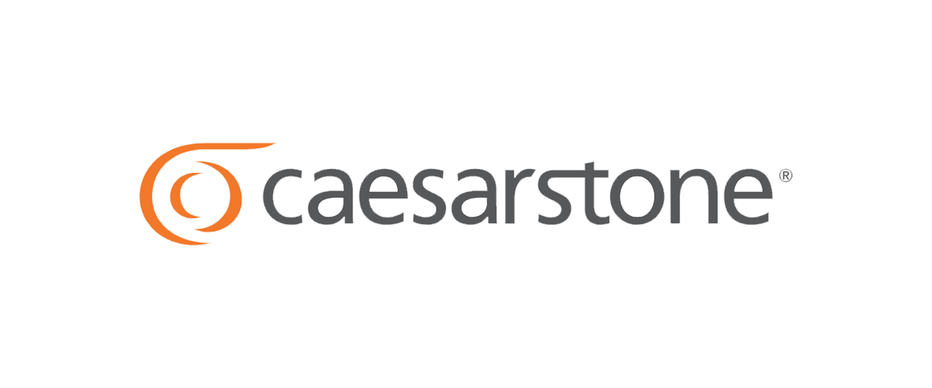 The caesarstone logo is orange and black on a white background.