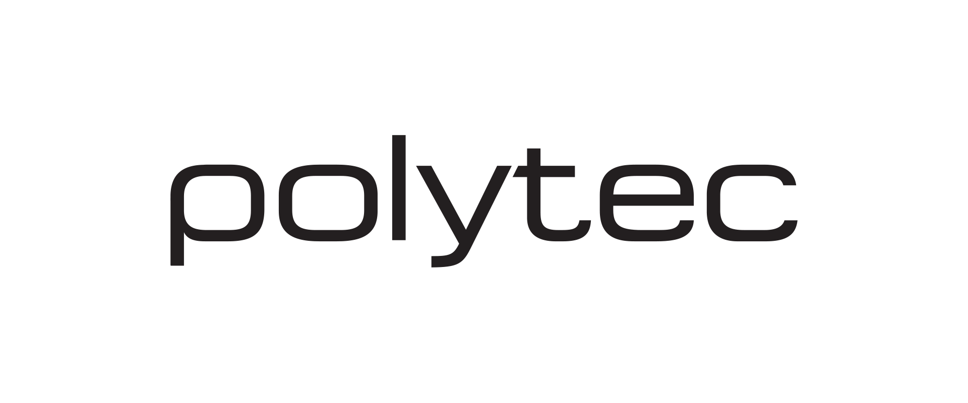A black and white logo for polytec on a white background.