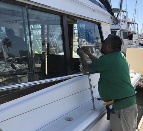 Tinting For My Boat — Working Tinting The Boat Window in Long Beach, CA