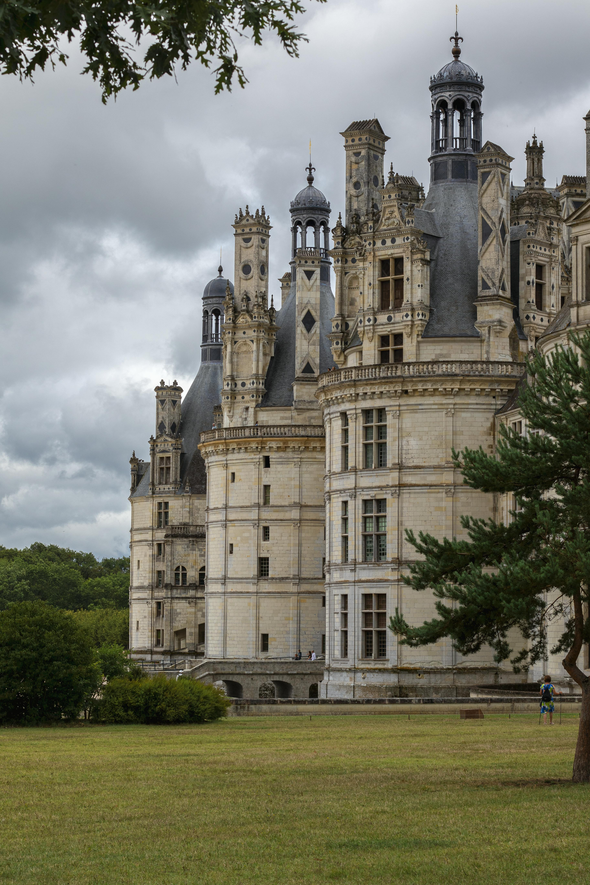 Detailed view of Château de Chambord, a masterpiece of French Renaissance architecture in the Loire Valley.