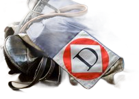 Dior scarf with logo, draped over black leather bag. Red circle and white square with black