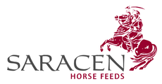Saracen Horse Feeds logo with a rider on a rearing horse, and text.