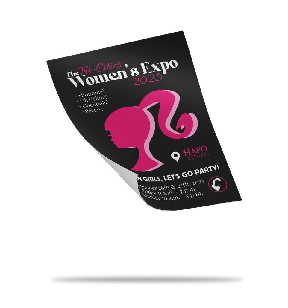 A poster for a women 's expo with a woman 's face on it.