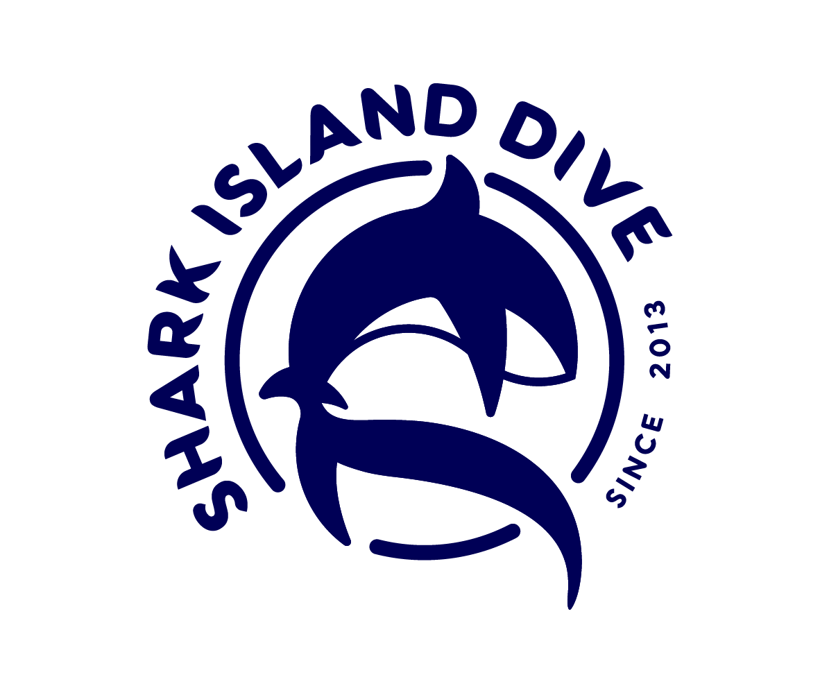 Shark Island Dive Logo featuring Tiger Sharks, Fuvahmulah - Dive with Sharks in the Maldives