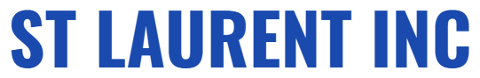 A blue st laurent inc logo on a white background