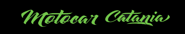 Logo per Motocar Catania in caratteri verdi su sfondo nero.