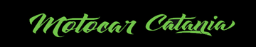 Logo per Motocar Catania in caratteri verdi su sfondo nero.