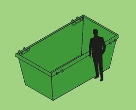 4m Skip Bin With a Person Standing Next to It for Scale — Hasti Skips in Bangalow, NSW