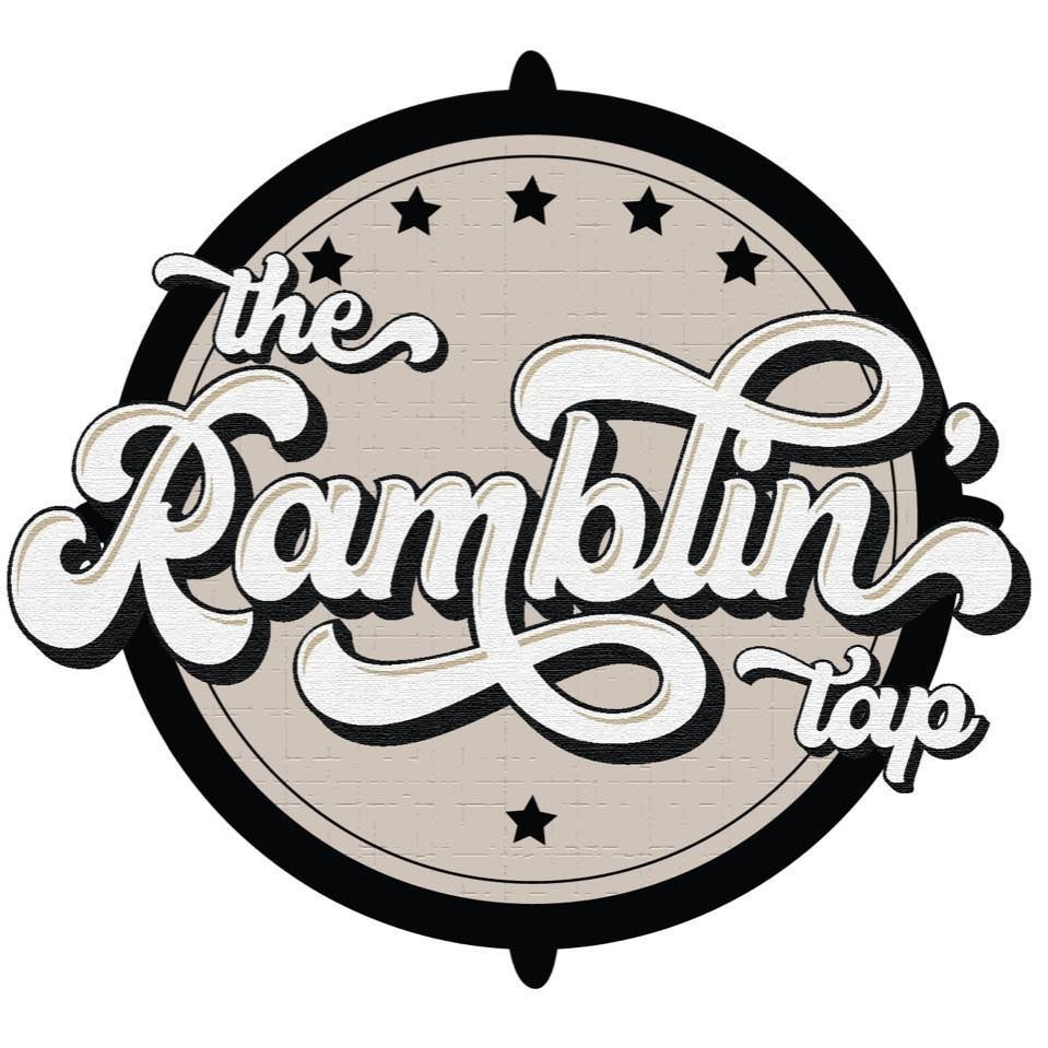 A logo for the ramblin' tap with a circle and stars