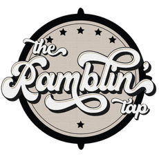 A logo for the ramblin' tap with a circle and stars