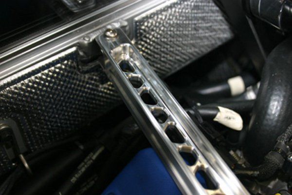 Closeup of Ford GT Billet Brace.