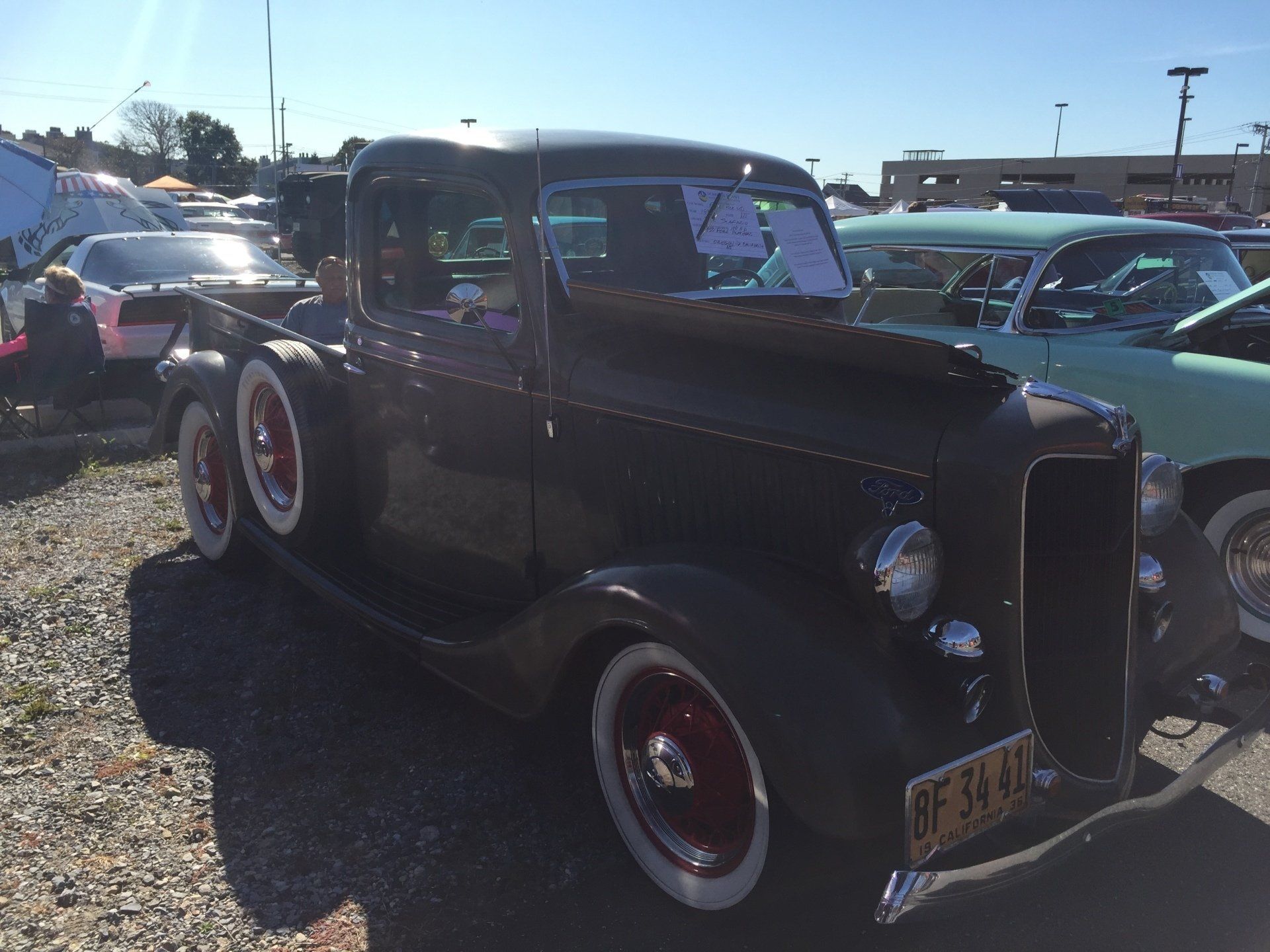 A black truck with a new york license plate