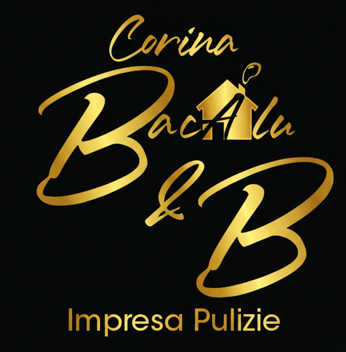 Logo dorato su sfondo nero: