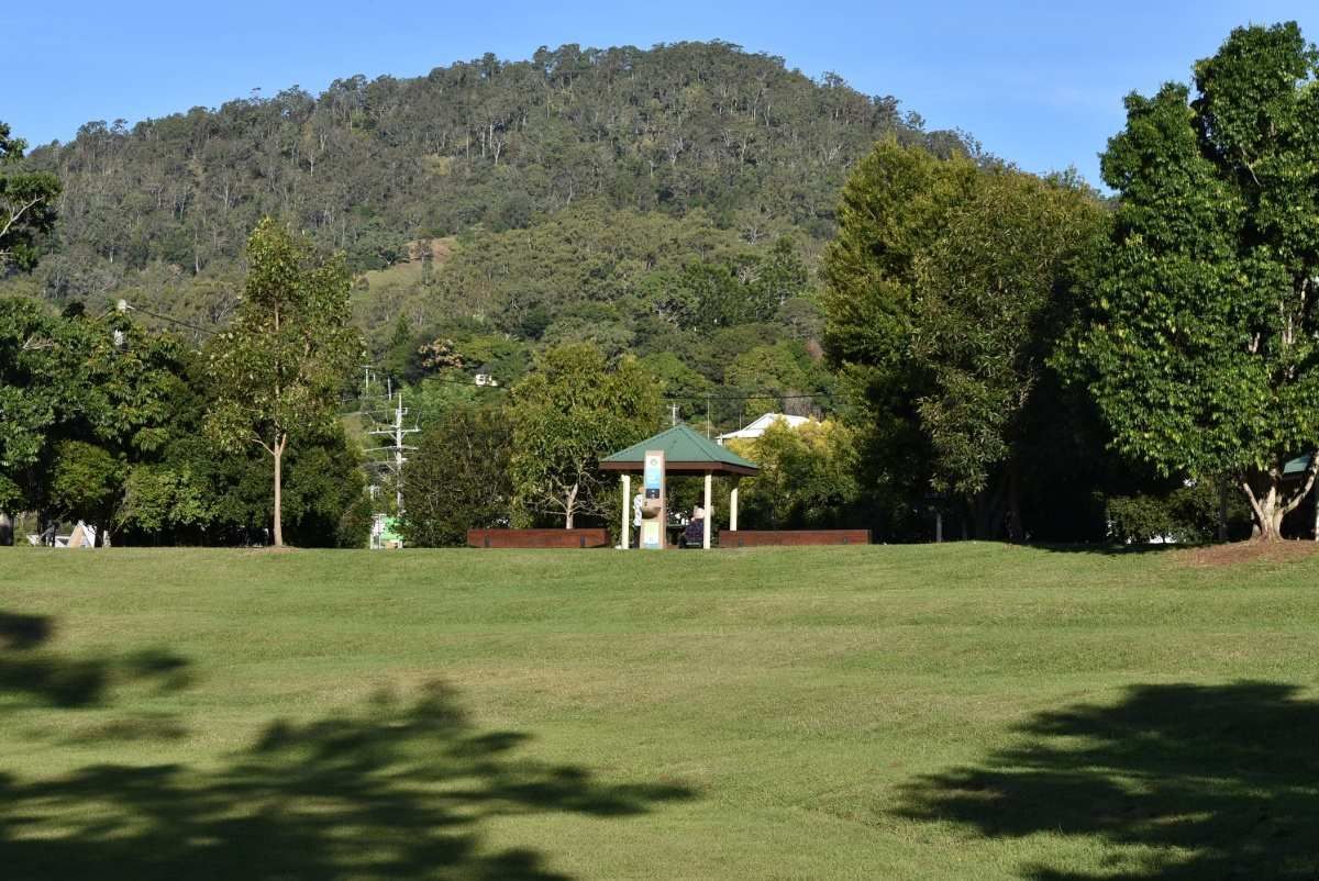 Gazebo In The Middle Of A Park With A Mountain In The Background — Southern Cross Roof Plumbing in Kyogle, NSW