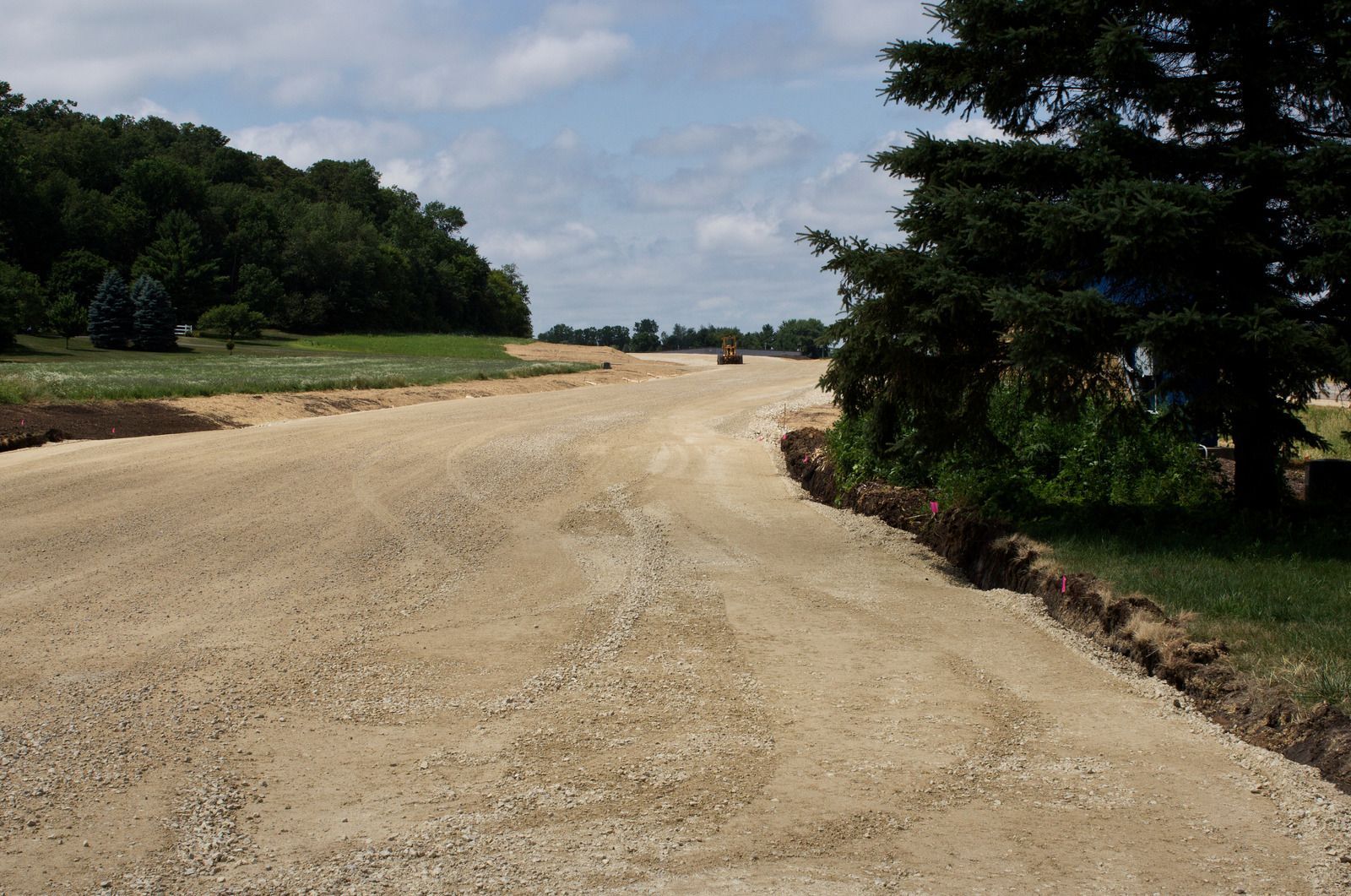 A dirt road with trees on the side of it