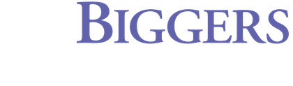 Blue &ldquo;BIGGERS&rdquo; text on a white background